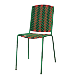 Chaise CALAO tissée verte, noire et rouge