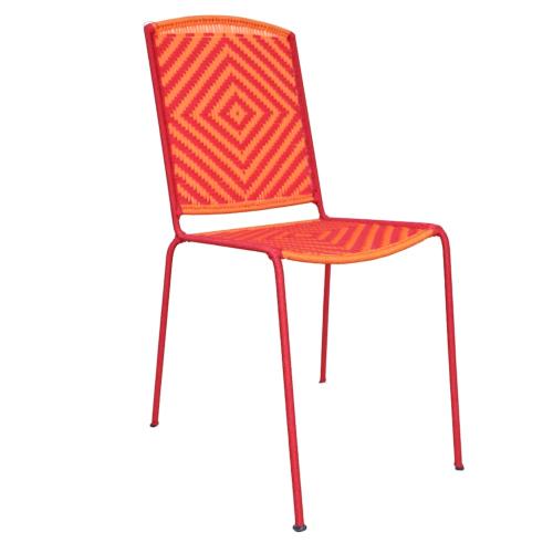 Chaise CALAO tissée rouge et orange